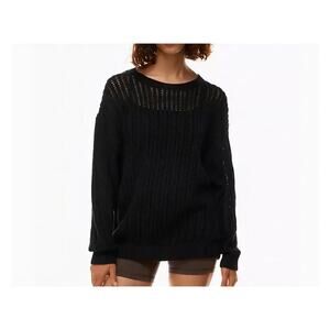 Aritzia Wilfred Free mesh cotton boatneck black afterglow sweater Medium.